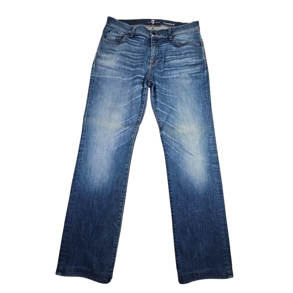 7 For All Mankind Standard Jeans Women's Size 33 Blue Denim Cotton Blend - Picture 1 of 14